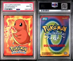 1999 TOPPS POKEMON THE MOVIE EDITION #E4 CHARMANDER #4 PSA 10 GEM MINT RARE - Image 3