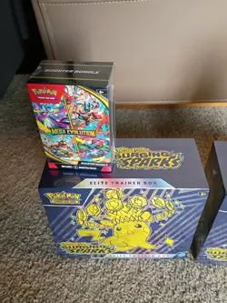 Pokemon Surging Sparks 2 ETB And 2 Mega Evolution Booster Bundle New Sealed - Image 2