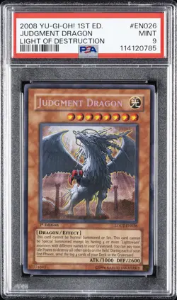 2008 YU-GI-OH! LODT-LIGHT OF DESTRUCTION 1ST ED #EN026 JUDGMENT DRAGON PSA 9 - Image 1