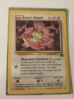 Team Rocket's Meowth # 18 Black Star PROMO WOTC Rare Pokemon Card - Image 1