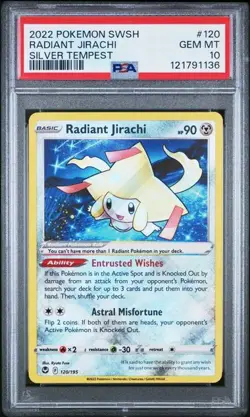 Radiant Jirachi PSA 10 Gem Mint 120/195 - Silver Tempest Pokemon Card Holo Rare - Image 1