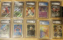 10 Pokemon cards CGC Slabs- Mix Japanese & English-Meditite,Galarian Moltres,ect - Image 1