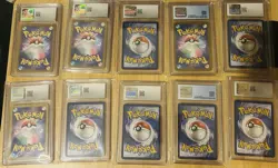 10 Pokemon cards CGC Slabs- Mix Japanese & English-Meditite,Galarian Moltres,ect - Image 2