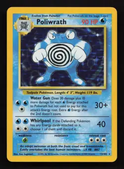 Poliwrath Original Base Set Holo Rare 13/102 Pokemon Card WOTC LP - Image 1