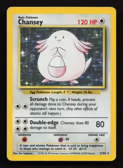 Chansey | Pokemon TCG Card | Holo Rare | Base Set Unlimited 1999 | 3/102 | LP - Image 1