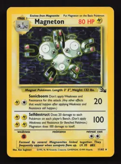 Magneton 11/62 Holo Rare Near Mint Pokemon Card Fossil Set 1999 vintage - Image 1