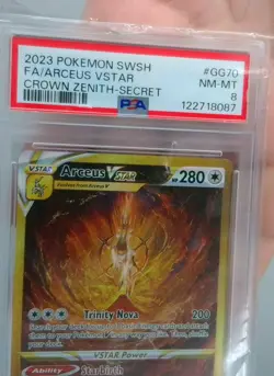 2023 Pokemon SWSH Crown Zenith Secret #GG70 Arceus Vstar FA PSA 8 NM-MT - Image 3