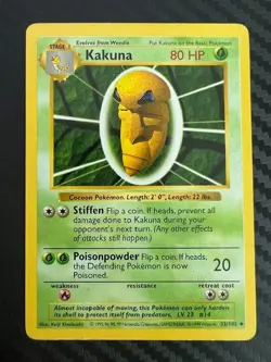 Pokemon TCG Kakuna Base Set 33/102 Regular Shadowless Uncommon LP - Image 1