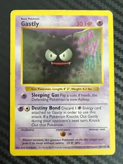 Pokemon TCG Gastly 50/102 Base Set Shadowless Unlimited HP - Image 1