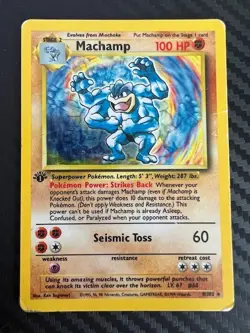 Pokemon TCG Machamp 8/102 Holo 1st Edition Base Set HP/DMG - Image 1