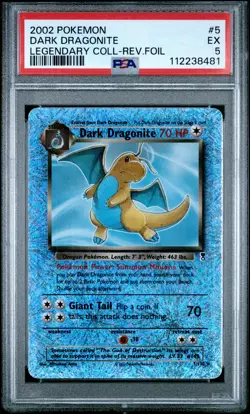 2002 POKEMON LEGENDARY COLLECTION #5 DARK DRAGONITE-REVERSE FOIL PSA 5 - Image 1