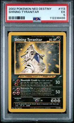 2002 POKEMON NEO DESTINY #113 SHINING TYRANITAR PSA 5 - Image 1