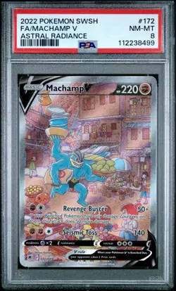 2022 POKEMON SWORD & SHIELD ASTRAL RADIANCE #172 FULL ART/MACHAMP V PSA 8 - Image 1