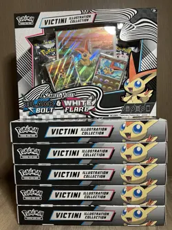 Lot Of 6 Pokemon Black Bolt White Flare Victini Illustration Collection Box NEW - Image 1