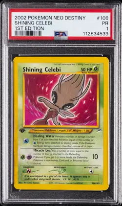 2002 POKEMON NEO DESTINY 1ST ED #106 SHINING CELEBI PSA 1 - Image 1