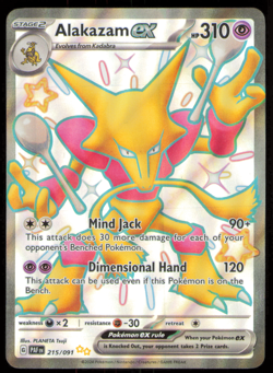 Pokemon Card: Alakazam ex 215/091 S&V Paldean Fates Full Art Holo Ultra Rare! NM - Image 1
