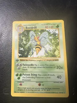 Beedrill 1st Edition Base Set Rare 17/102 WOTC Vintage Pokemon - Image 2