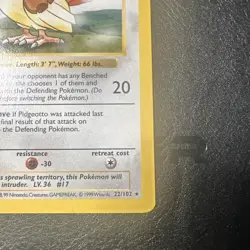 Pidgeotto 1st Edition Base Set 22/102 WOTC Vintage Pokemon 1999 - Image 5