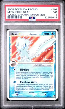 2008 POKEMON WORLD CHAMPIONSHIPS PROMO EMPOTECH #101 MEW-GOLD STAR PSA 3 - Image 1