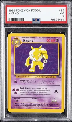 1999 POKEMON FOSSIL #23 HYPNO PSA 7 - Image 1