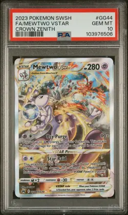2023 POKEMON SWORD & SHIELD CROWN ZENITH #GG44 FULL ART/MEWTWO VSTAR PSA 10 - Image 1