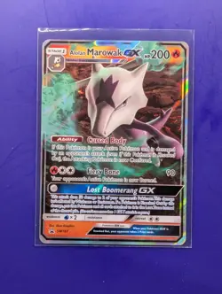 Alolan Marowak GX SM187 Ultra Rare Holo Promo Pokemon - LP - Image 1