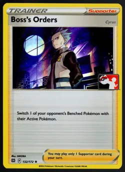 Pokemon Sword Shield Brilliant Stars Prize Pack Line Holo 132/172 Boss's Orders - Image 1