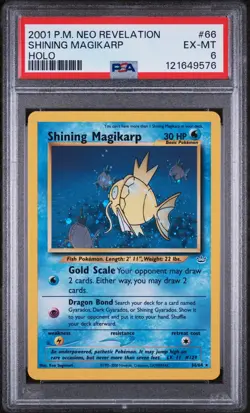 Pokemon Shining Magikarp Neo Revelation Unlimited Holo Secret Rare 66/64 PSA 6 - Image 1