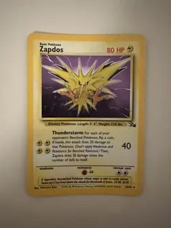 Zapdos Holo 15/62 Fossil Set Rare Pokemon Card Original WOTC 1999 Vintage VGC - Image 1