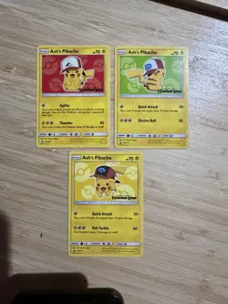 Ash’s Pikachu TCG Set SM109 SM111 SM112 Black Promo Pokemon Card - Image 1