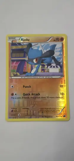 Riolu Reverse Holo 79/113 BW Legendary Treasures English Pokemon Card - 2013 NM - Image 1