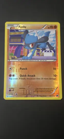 Riolu Reverse Holo 79/113 BW Legendary Treasures English Pokemon Card - 2013 NM - Image 2