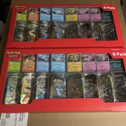 Lot (2) Pokemon TCG: Prismatic Evolutions 8-Pack Mini-Tins Promos Costco Bundle - Image 1