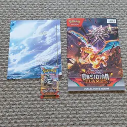 Pokemon Scarlet & Violet Obsidian Flames TCG Album Poster &Pack *Damaged* - Image 1
