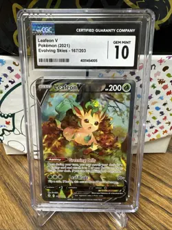 2021 Pokemon Evolving Skies LEAFEON V Ultra Rare Alternate Art 167/203 CGC 10 - Image 1