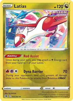 Latias 193/264 - Pokemon TCG Fusion Strike (2021) - Near Mint (NM) - RARE - Image 1