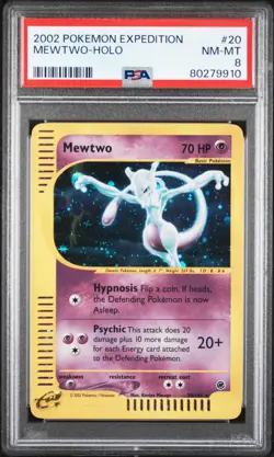 2002 POKEMON EXPEDITION #20 MEWTWO-HOLO PSA 8 - Image 1