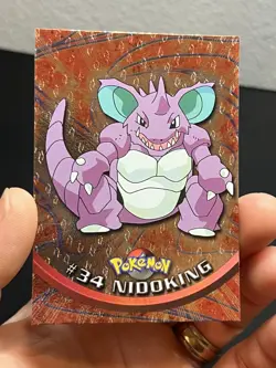 Topps Pokemon Nidoking #34 silver foil embossed flames 3rd print LP - Image 1