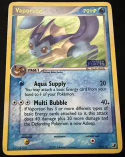 Pokemon - Vaporeon [Reverse Holo] - 2005 - EX Unseen Forces - 19/115 - Rare - LP - Image 1