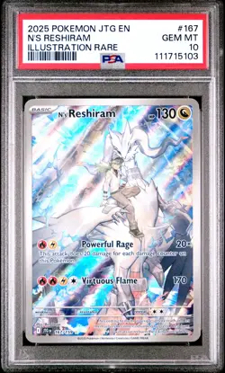 2025 POKEMON JTG EN-JOURNEY TOGETHER ILLUSTRATION RARE #167 N'S RESHIRAM PSA 10 - Image 1