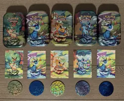 Pokemon: Prismatic Evolutions Mini Tins - Coin & Art Card Only NO PACKS Lot of 5 - Image 1