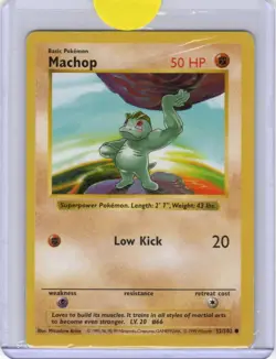 Pokemon Card Machop 52/102 Base Set SHADOWLESS LP-NM - 609 - Image 1