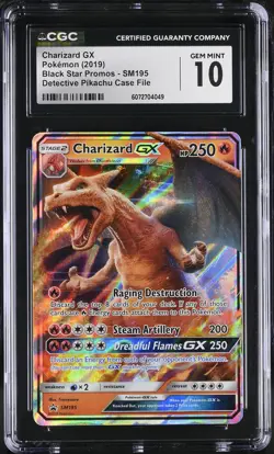 CGC 10 Charizard GX SM195 Detective Pikachu Black Star Promo Pokemon Card - Image 1