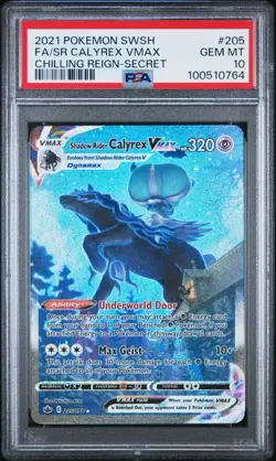 Pokemon Shadow Rider Calyrex VMAX #205 Alt Art PSA 10 Chilling Reign - Image 1