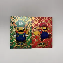 Mario & Luigi Pikachu Gold Cracked Ice Shapes Pokemon 2024 Card Database - Image 1