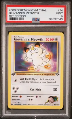 2000 POKEMON GYM CHALLENGE 1ST ED #74 GIOVANNI'S MEOWTH PSA 9 - Image 1
