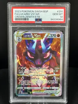2023 POKEMON SWSH BLACK STAR PROMO #291 FULL ART/LUCARIO VSTAR PSA 10 - Image 1