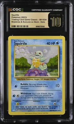 Pokemon TCG CGC Pristine 10 Squirtle 001/034 Classic Holo - Image 1