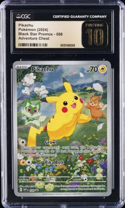 2024 POKEMON BLACK STAR PROMO ADVENTURE CHEST #088 PIKACHU CGC 10 PRISTINE - Image 1