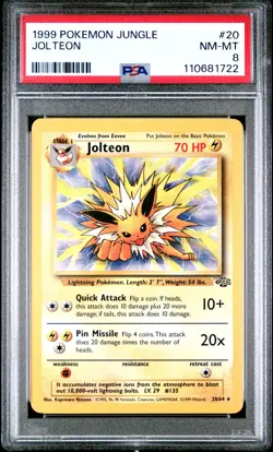 1999 POKEMON JUNGLE #20 JOLTEON PSA 8 - Image 1